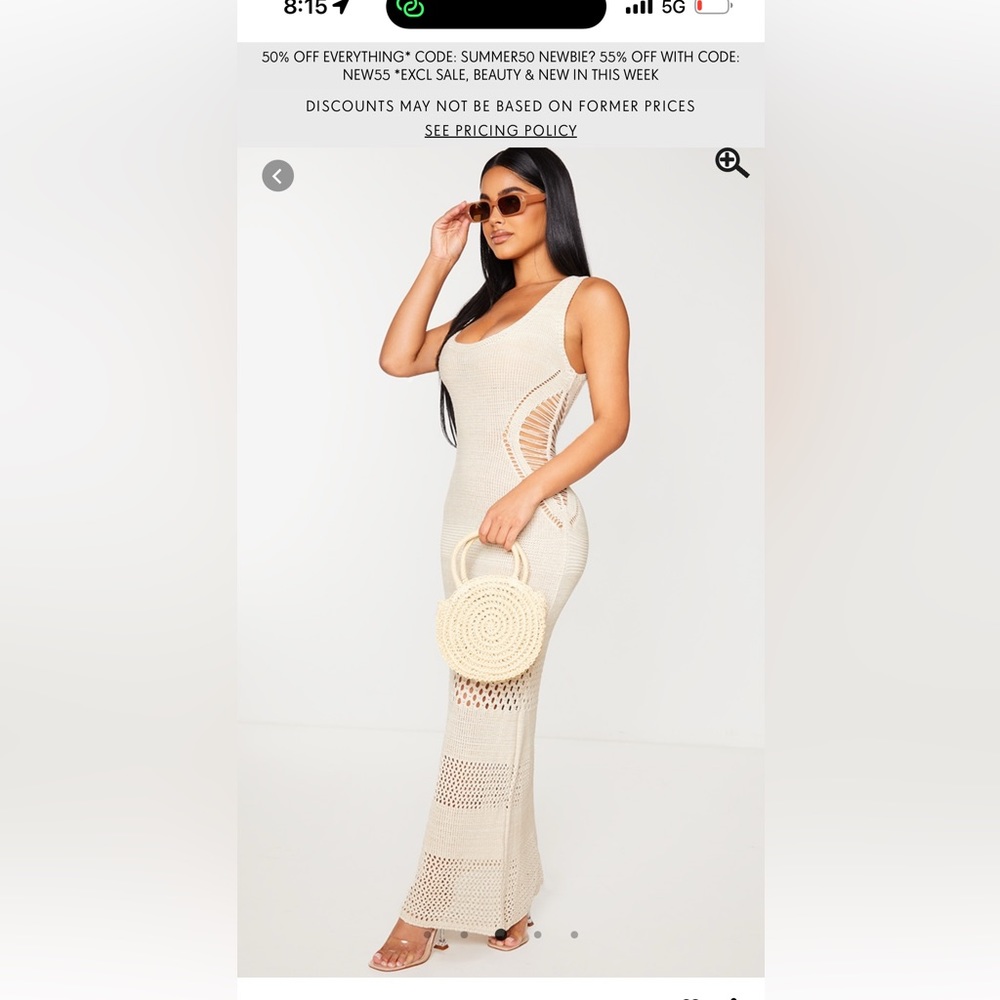 petite cream crochet dress